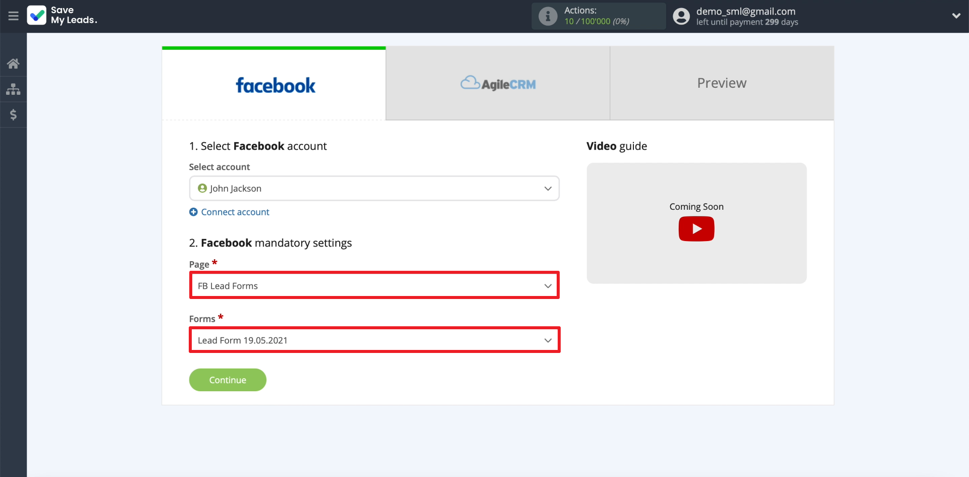 Facebook and AgileCRM integration | Setting up lead uploads Facebook and AgileCRM integration | Setting up lead uploads