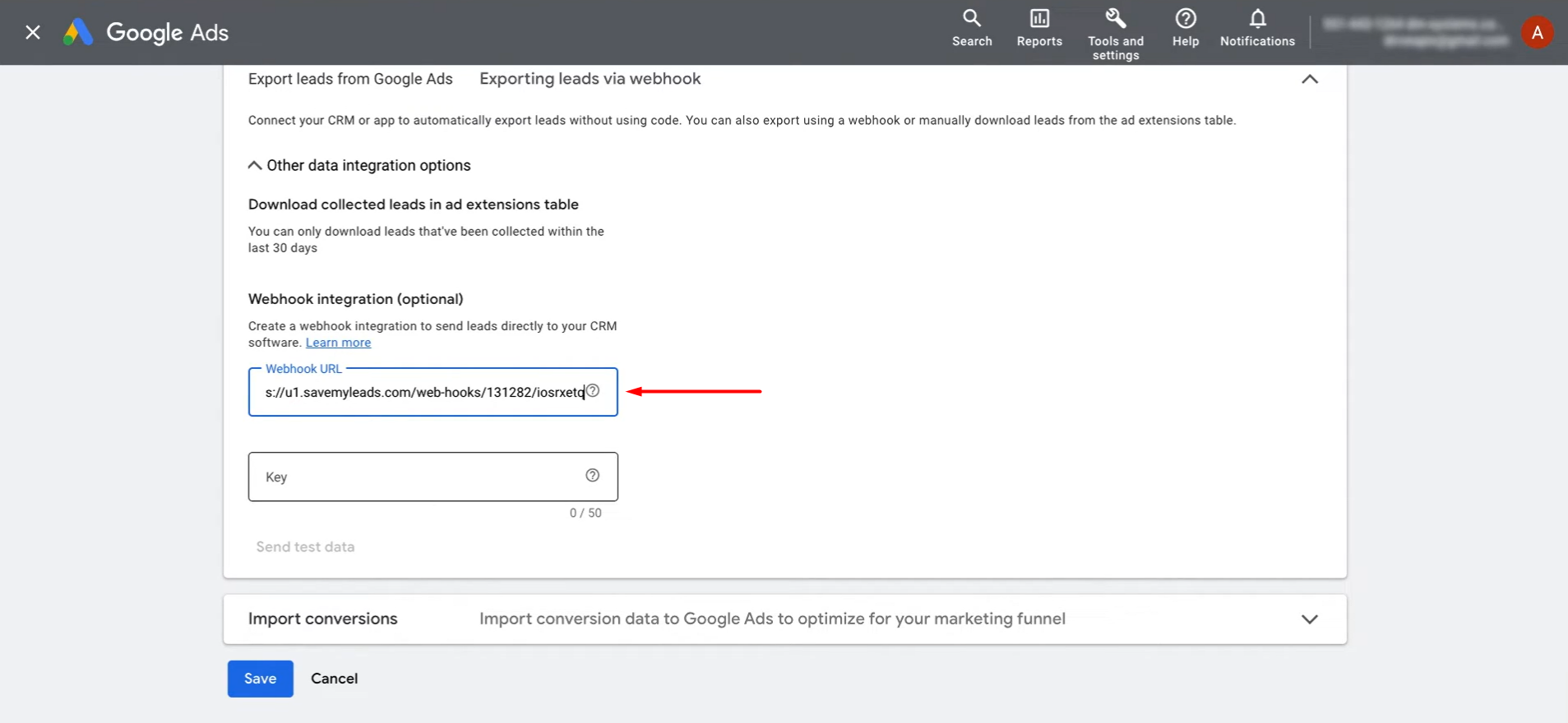 Paste the copied URL