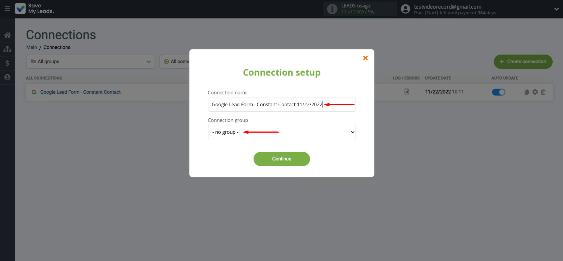 Change the connection name and add it to a group