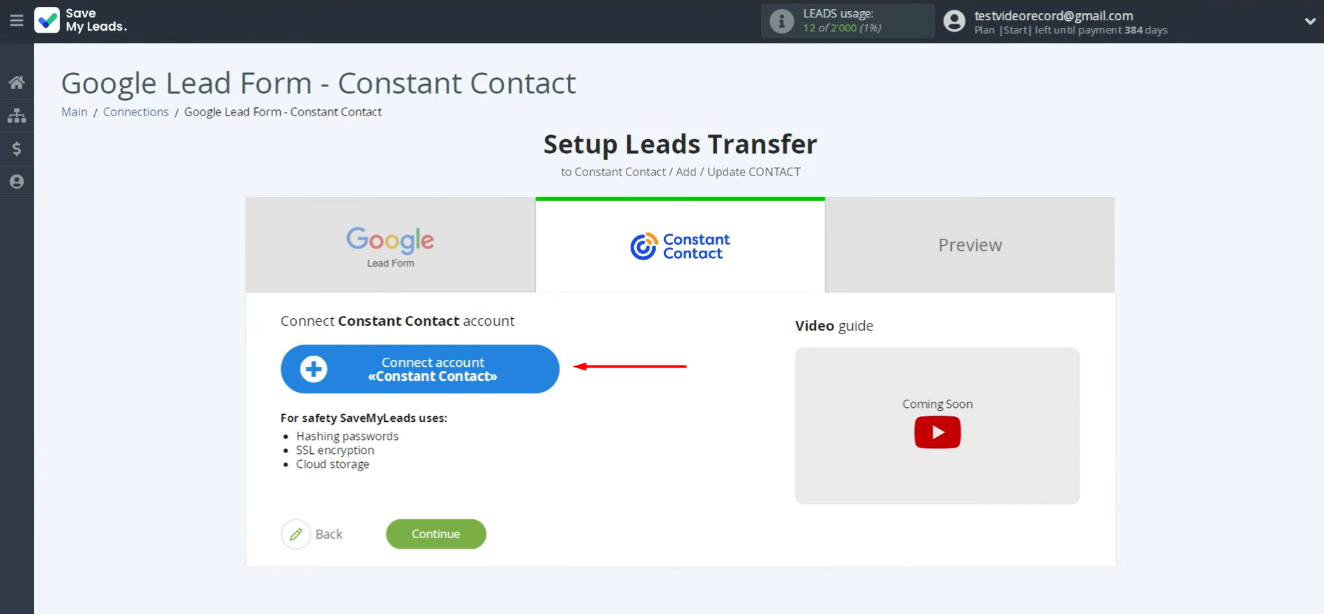 Connect your Constant Contact account to SaveMyLeads