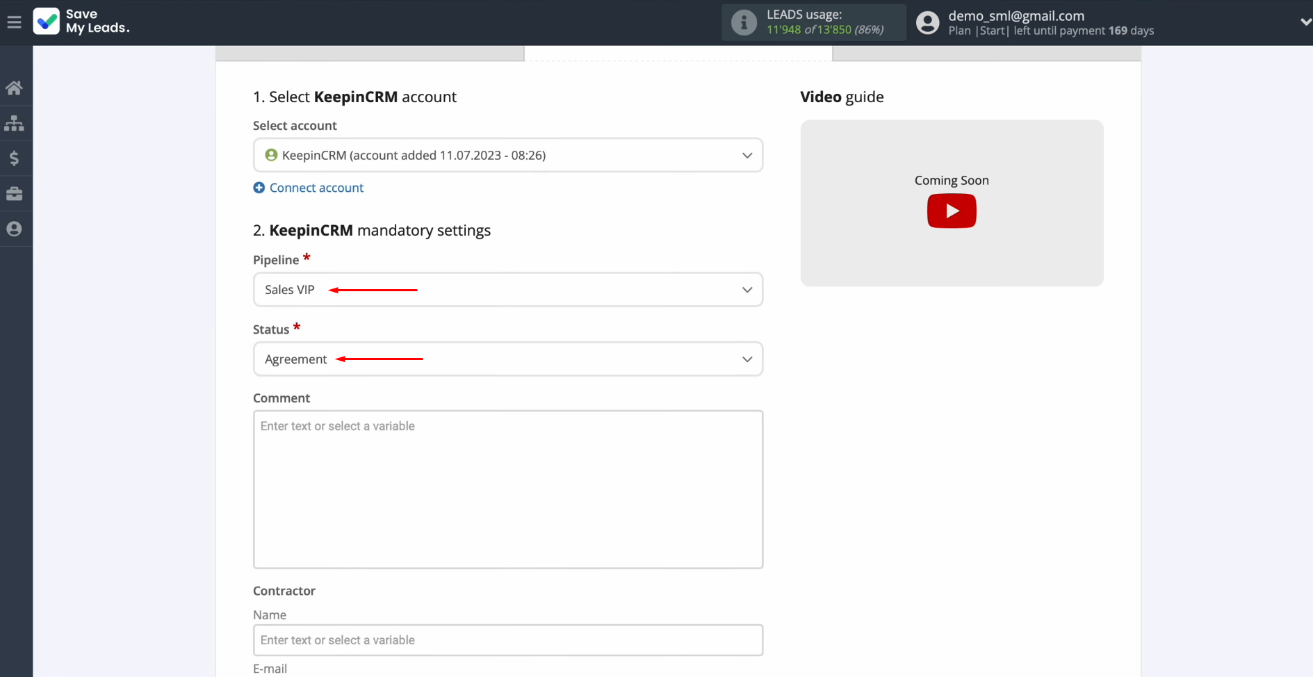 Facebook and KeepinCRM integration | Choose the pipeline and the status Facebook and KeepinCRM integration | Choose the pipeline and the status