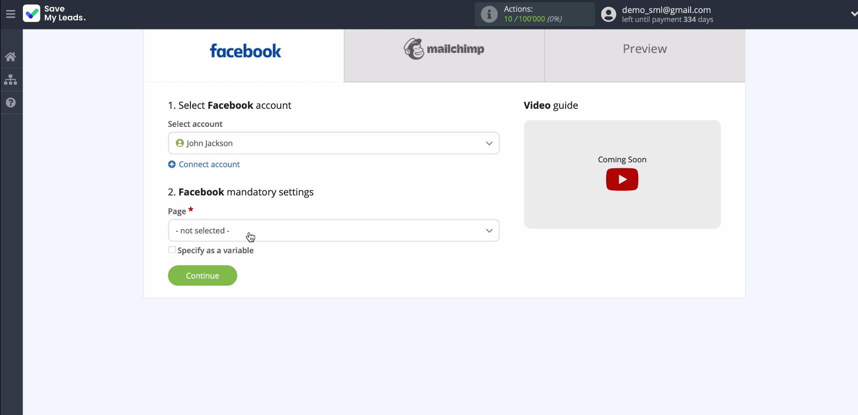 MailChimp and Facebook integration | Select the advertising page MailChimp and Facebook integration | Select the advertising page