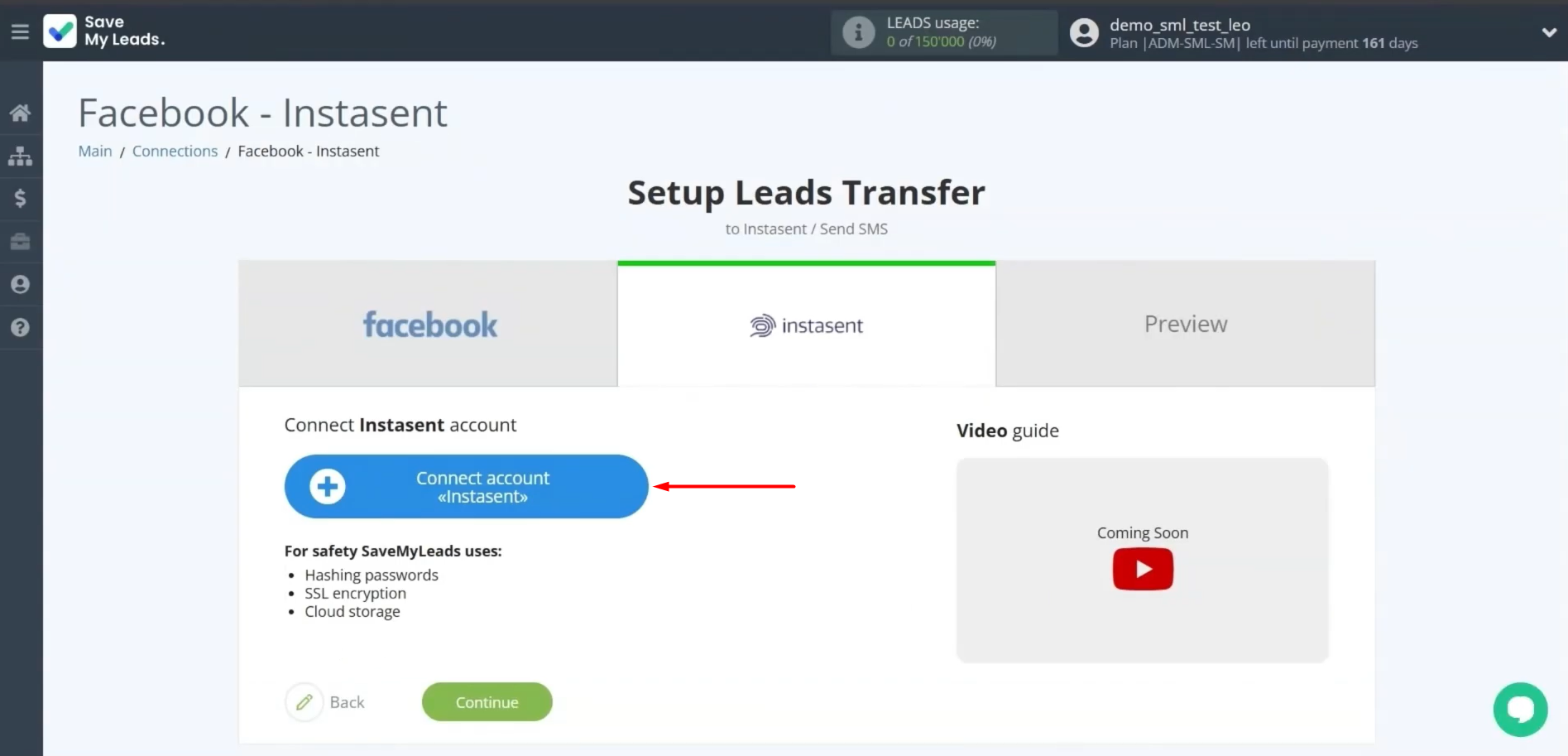 Connect your Instasent account to SaveMyLeads Connect your Instasent account to SaveMyLeads