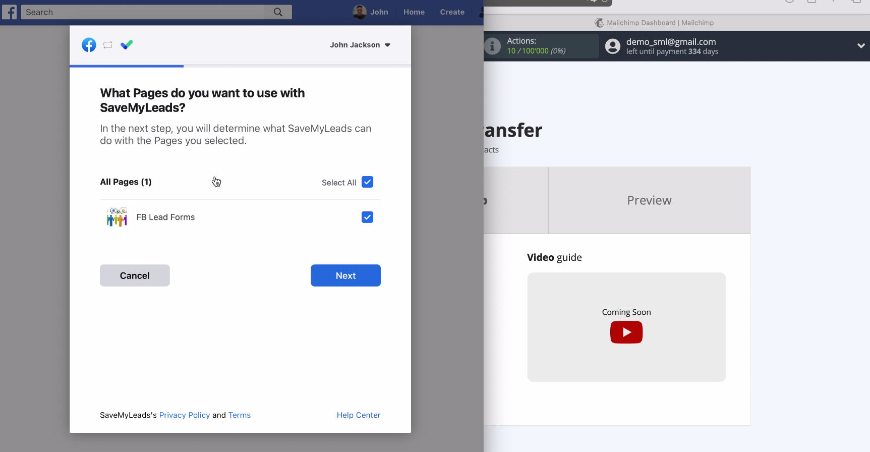 MailChimp and Facebook integration | Select all advertising pages MailChimp and Facebook integration | Select all advertising pages
