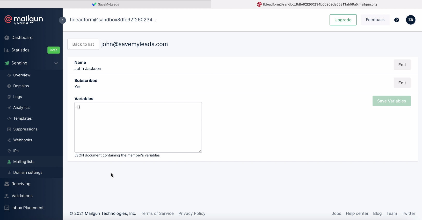 Facebook and Mailgun integration | Test Data Results Facebook and Mailgun integration | Test Data Results 