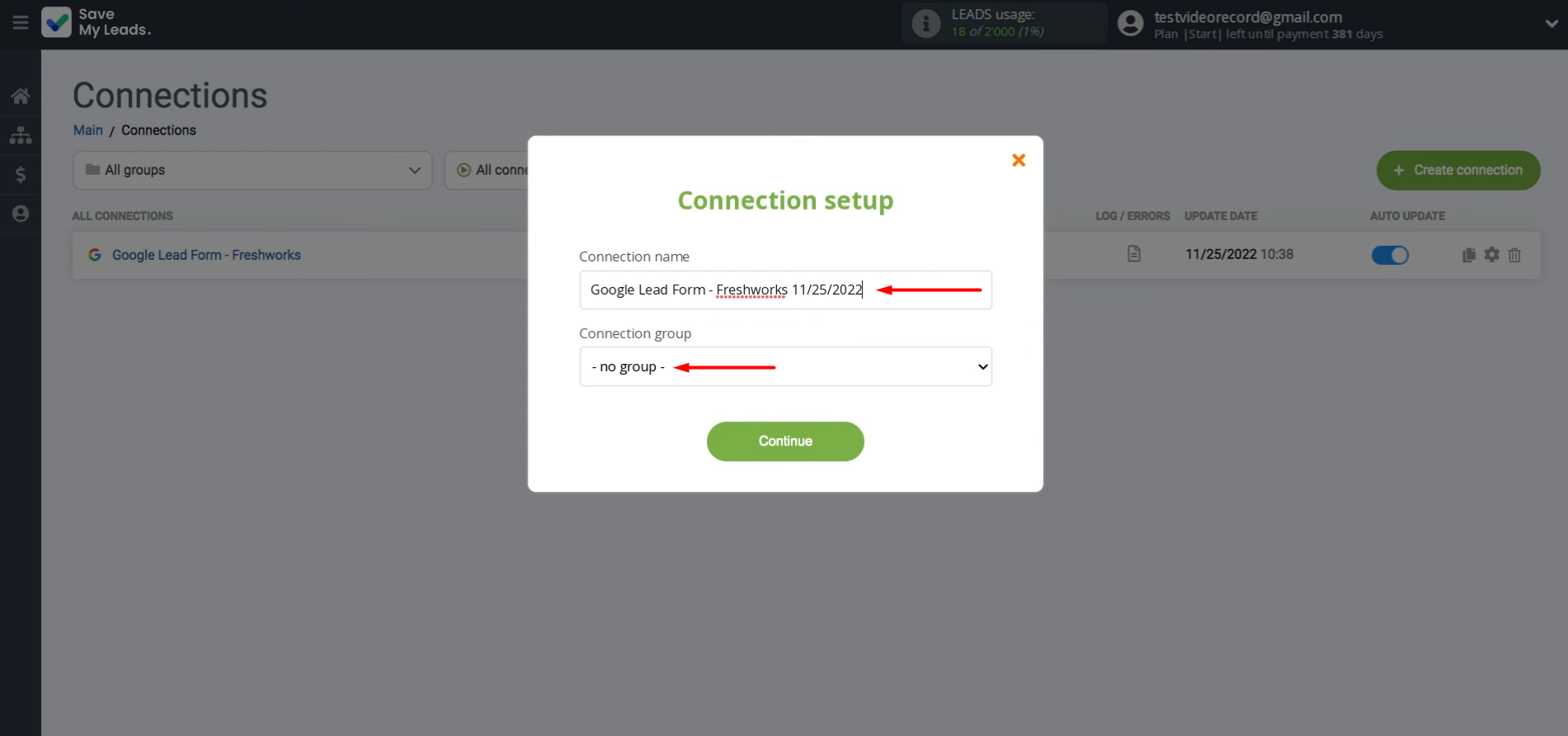 Change the connection name and add it to a group