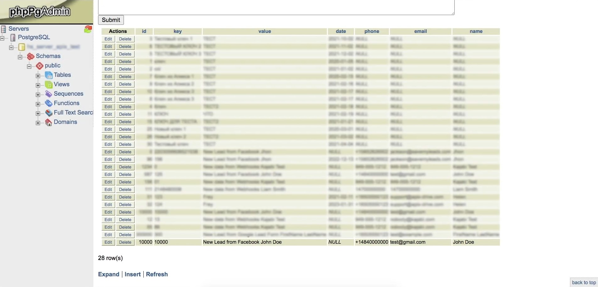 Facebook and PostgreSQL integration | Result of connecting Facebook and PostgreSQL integration | Result of connecting