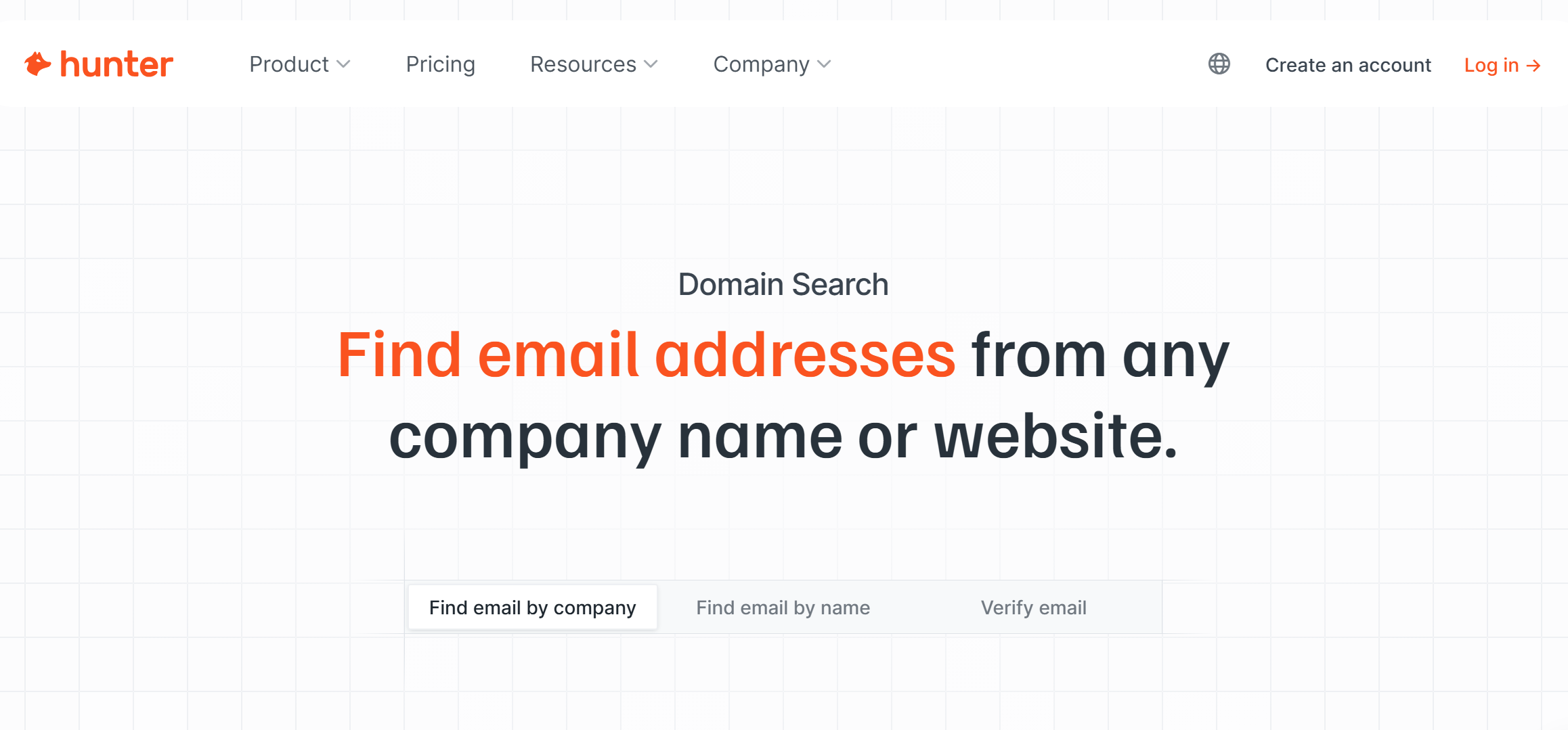 Hunter.io website Hunter.io website