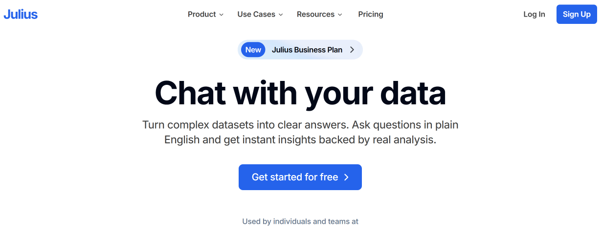 Julius AI website Julius AI website