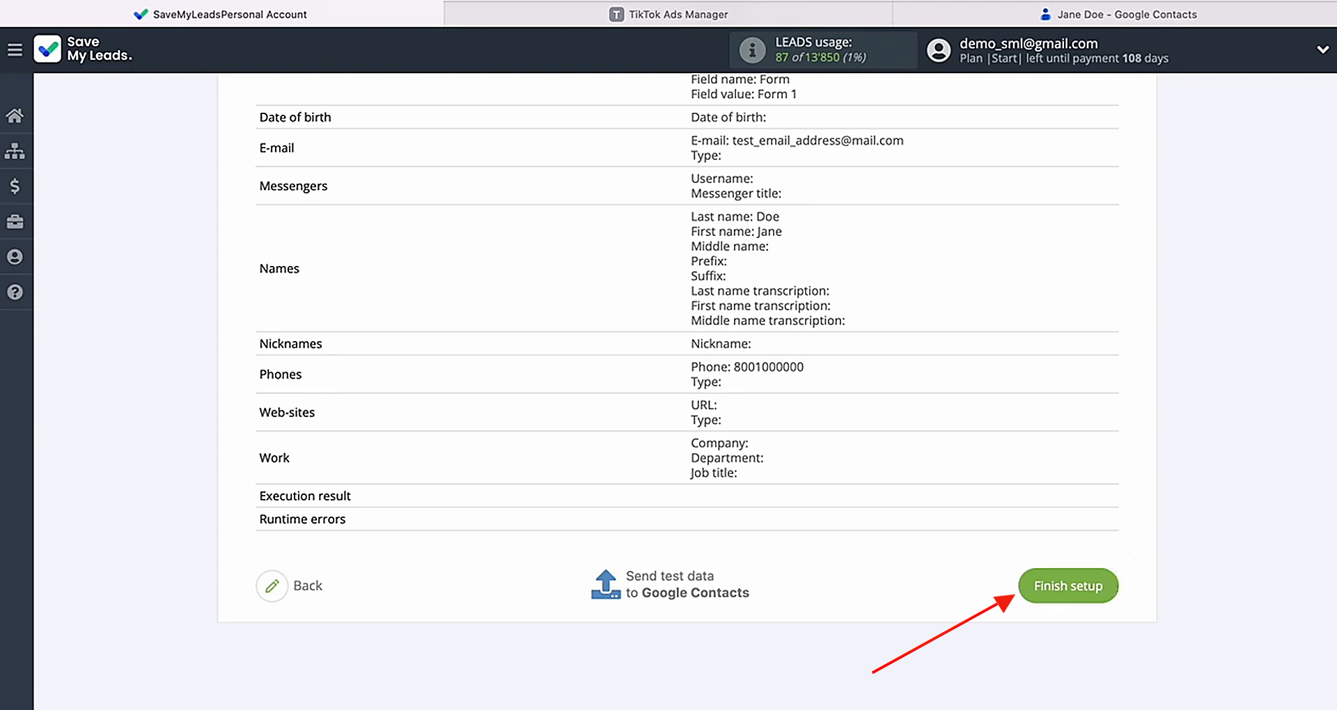Click Finish setup Click Finish setup