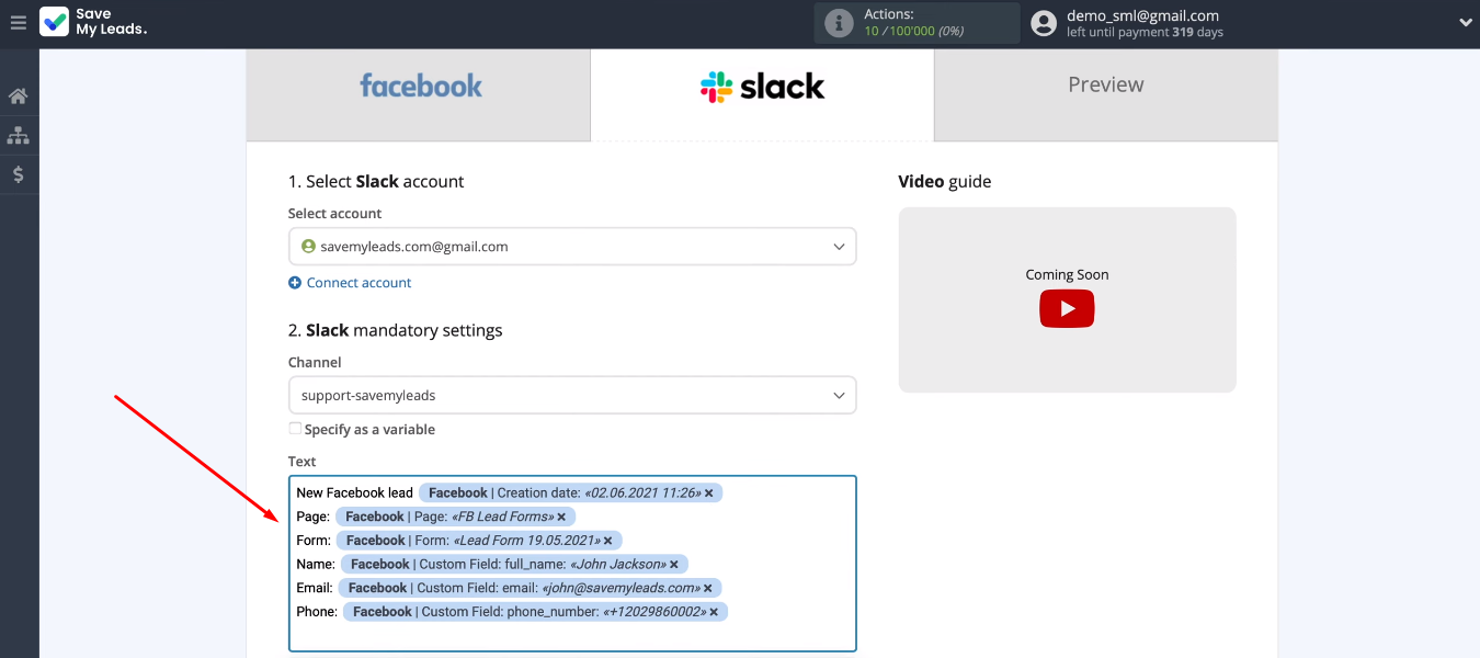Facebook and Slack integration | A message Facebook and Slack integration | A message