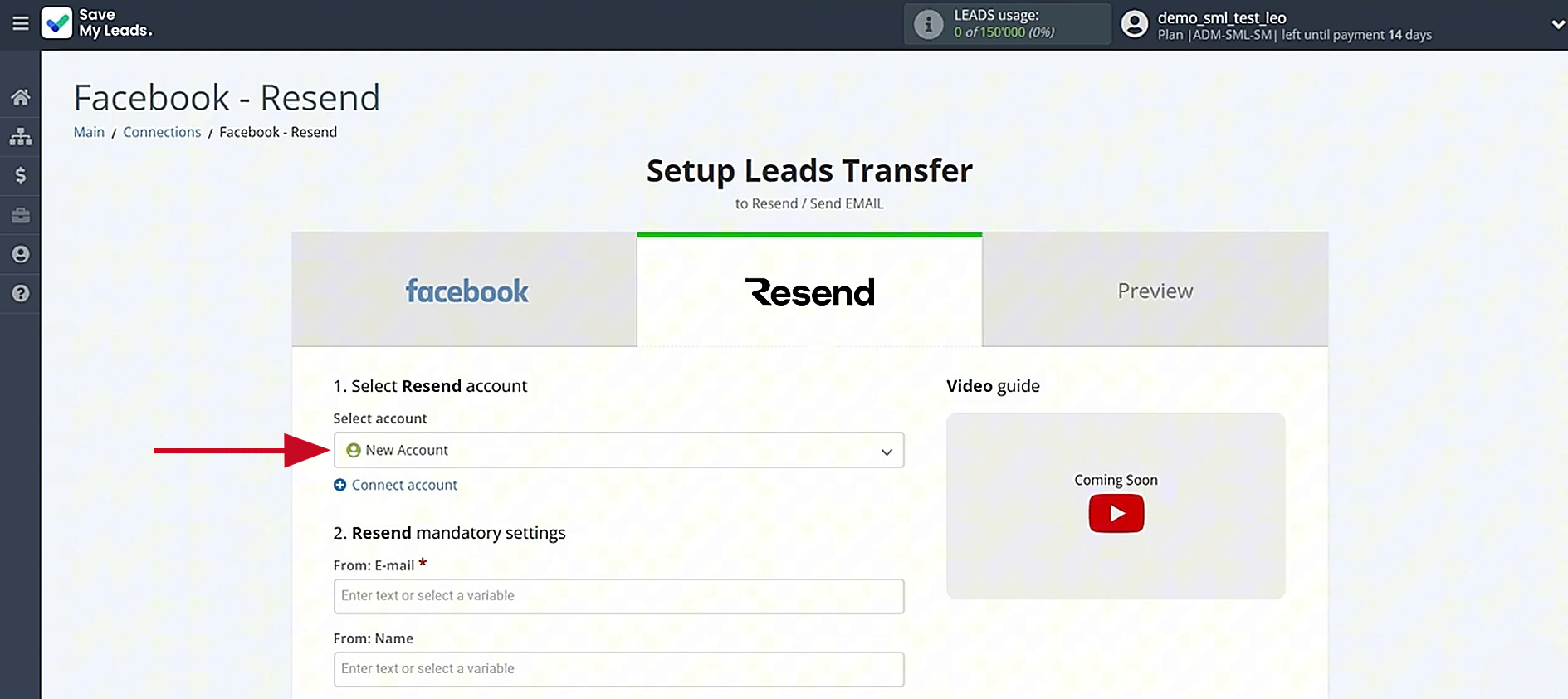 Select your Resend account Select your Resend account