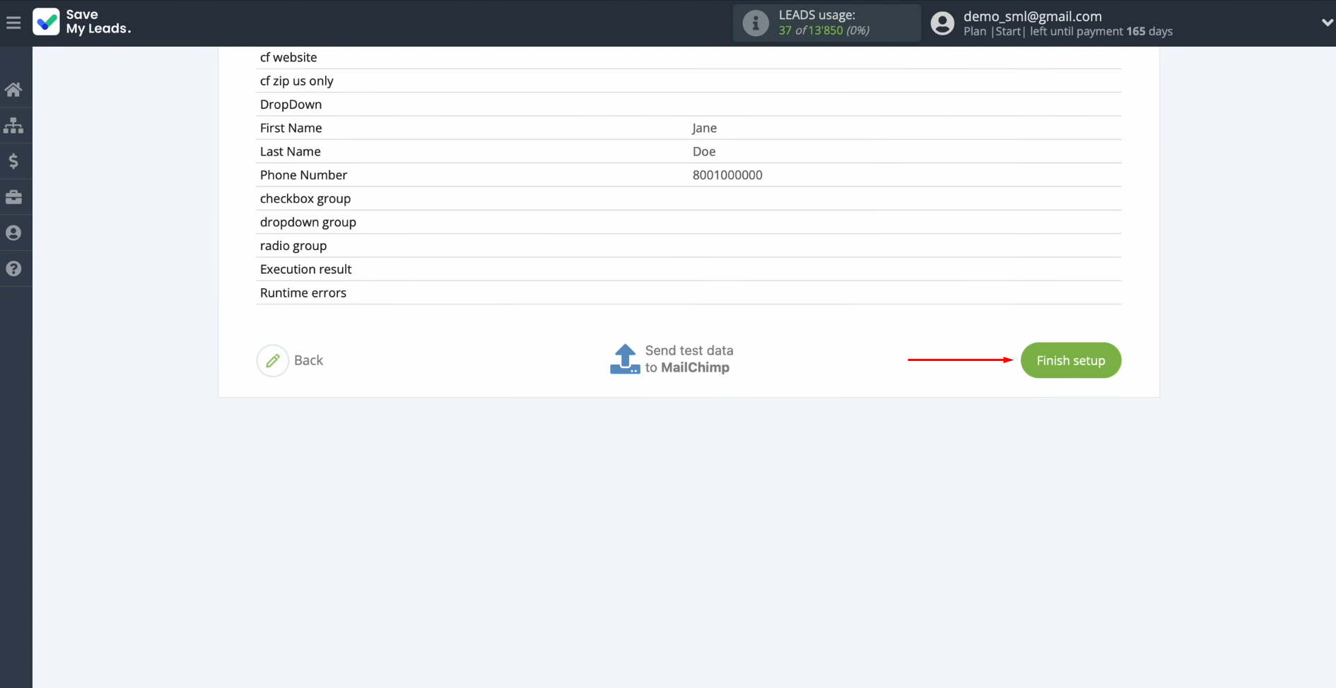 TikTok and Mailchimp integration | Click “Finish setup” TikTok and Mailchimp integration | Click “Finish setup”