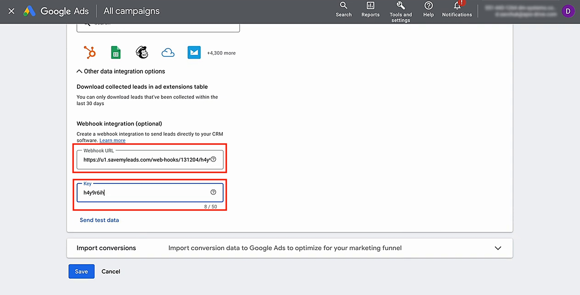 Add the URL to the corresponding field and use its last part as the key Add the URL to the corresponding field and use its last part as the key