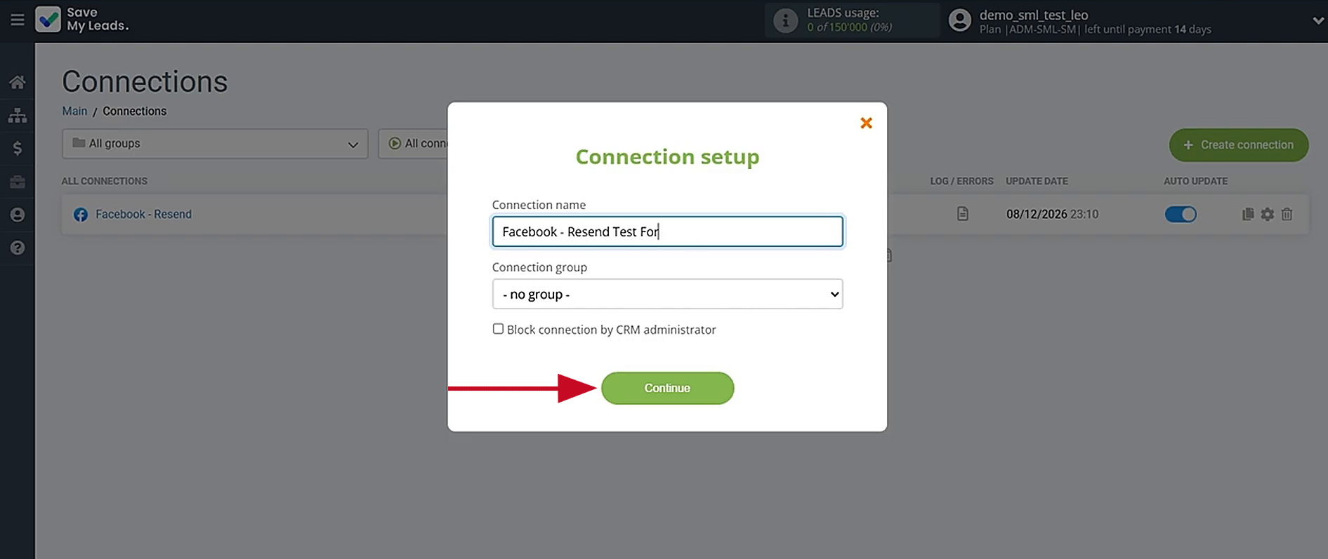 Enter a new connection name Enter a new connection name