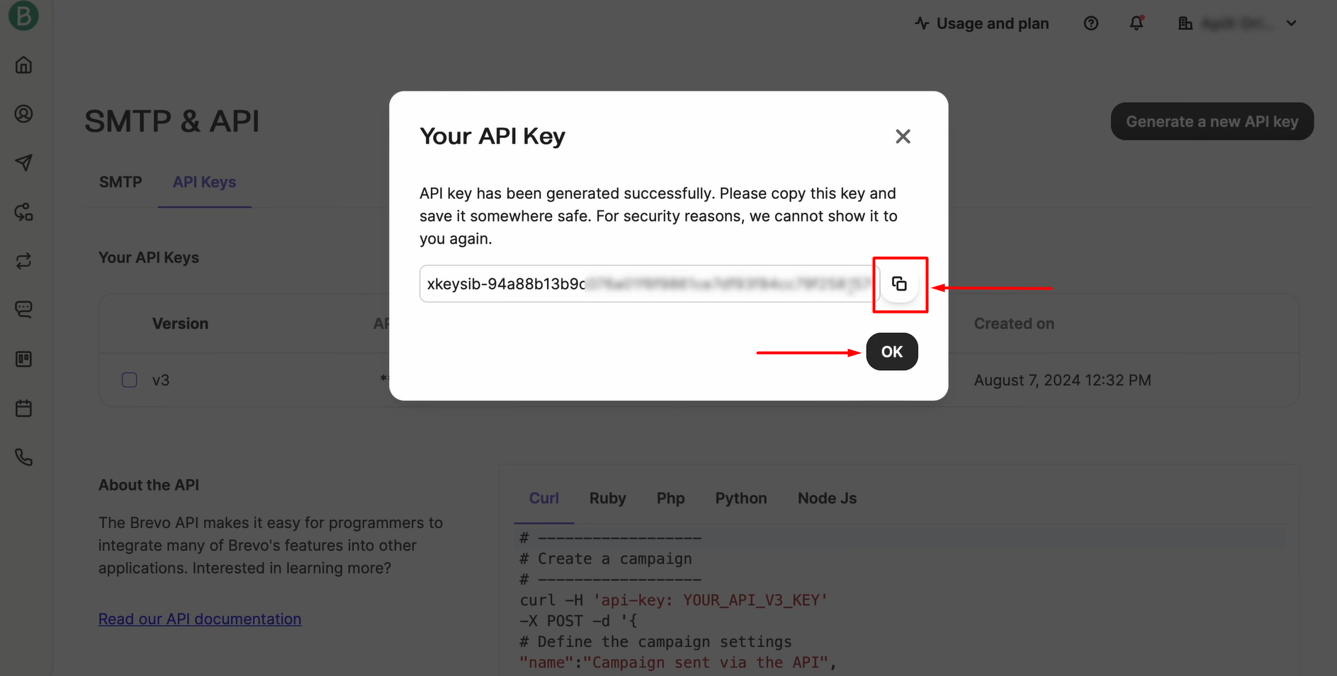 Copy the key Copy the key