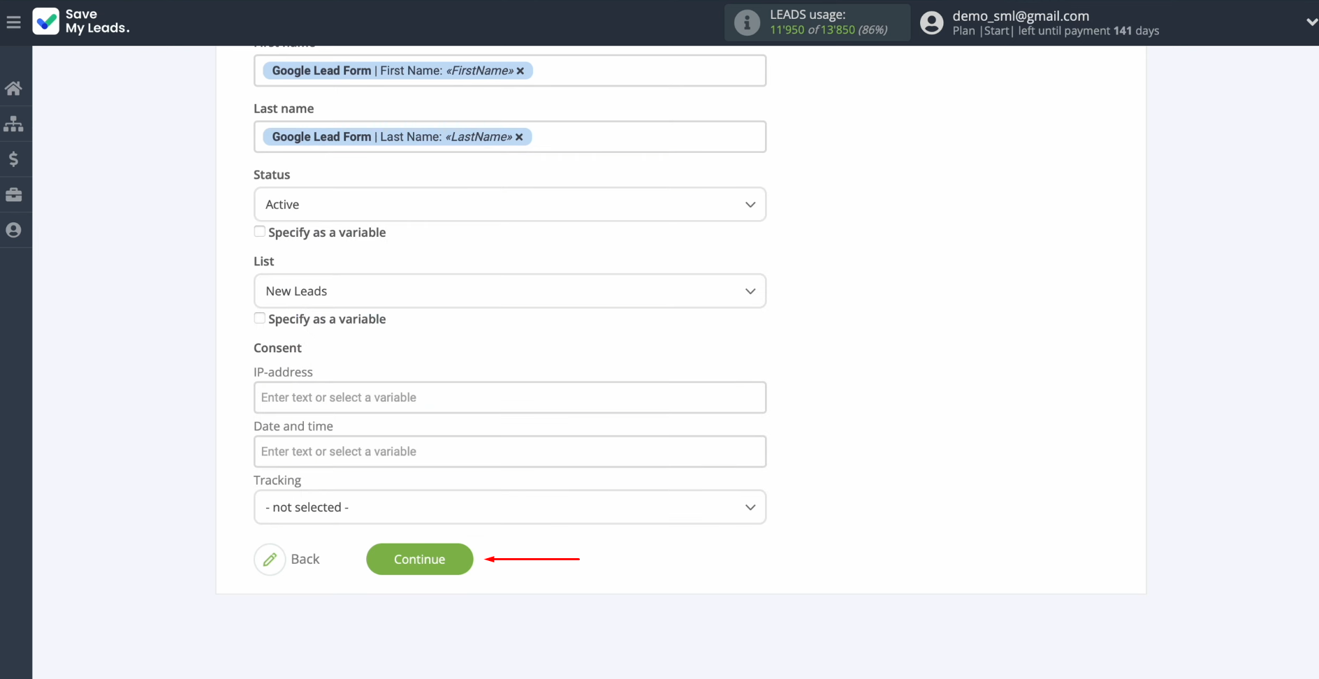 Google Lead Form and Elastic Email integration | Click “Сontinue” Google Lead Form and Elastic Email integration | Click “Сontinue”