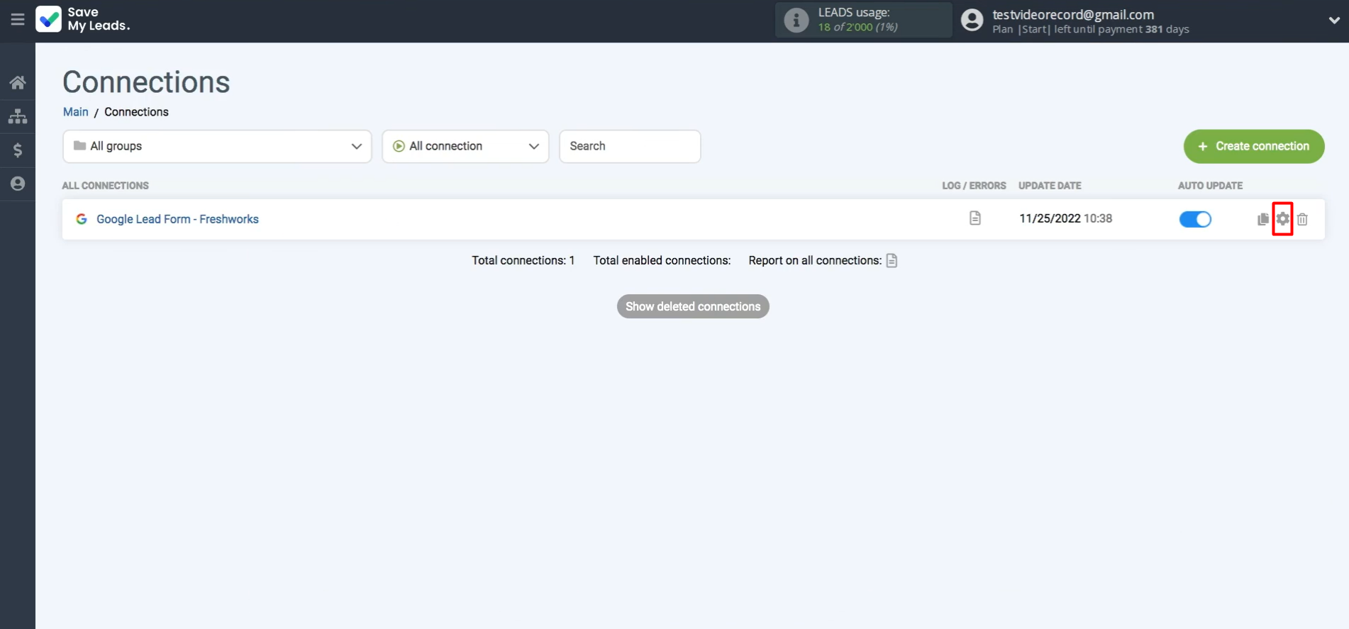 Click on the gear icon