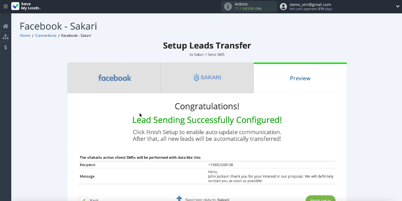How to Send SMS via Sakari from New Facebook Leads | Sample message How to Send SMS via Sakari from New Facebook Leads | Sample message