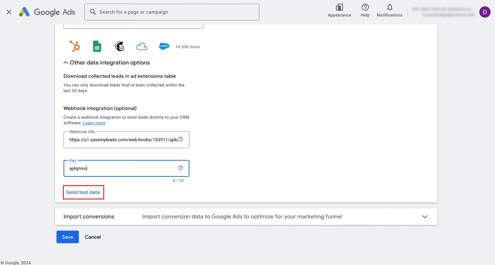Google Lead Form and Airtable integration | Send test data to the specified URL Google Lead Form and Airtable integration | Send test data to the specified URL