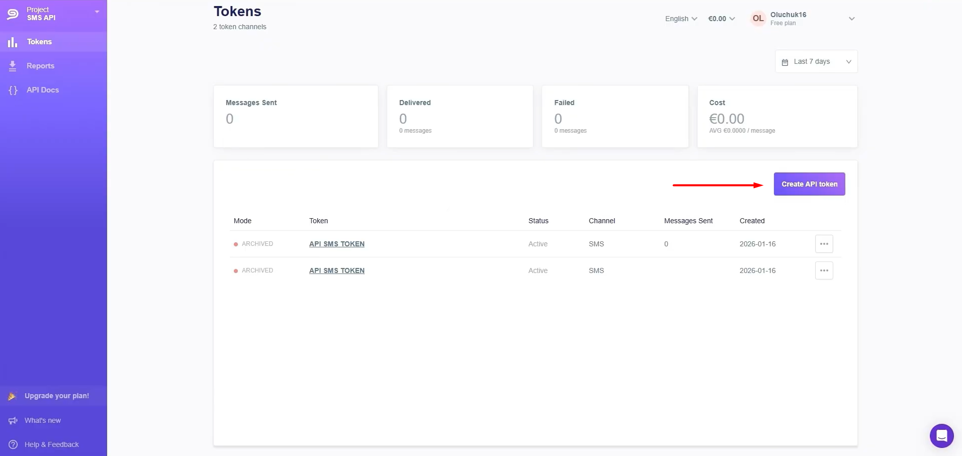 Click Create API token Click Create API token