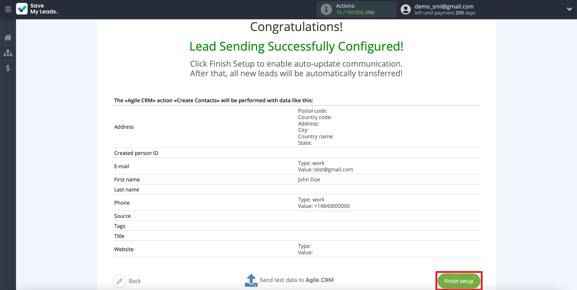 Facebook and AgileCRM integration | Finishing setup Facebook and AgileCRM integration | Finishing setup