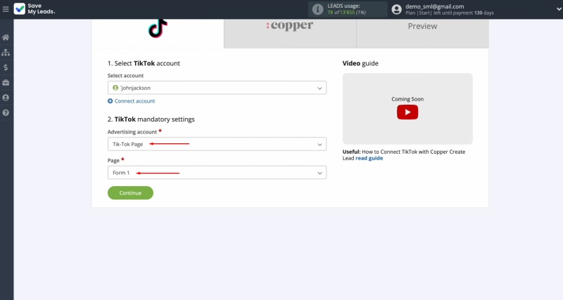 Select the advertising page and form