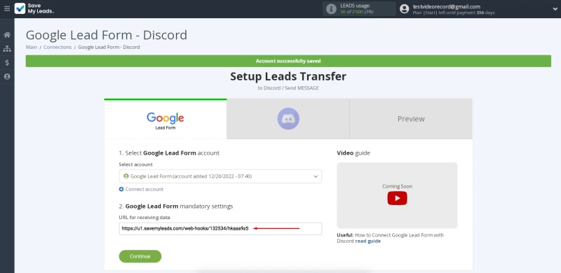 Copy the webhook URL