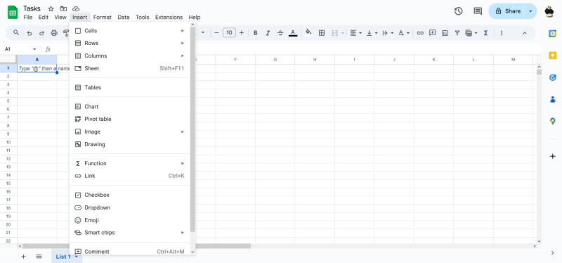 Tools for inserting data in various formats in Google Sheets