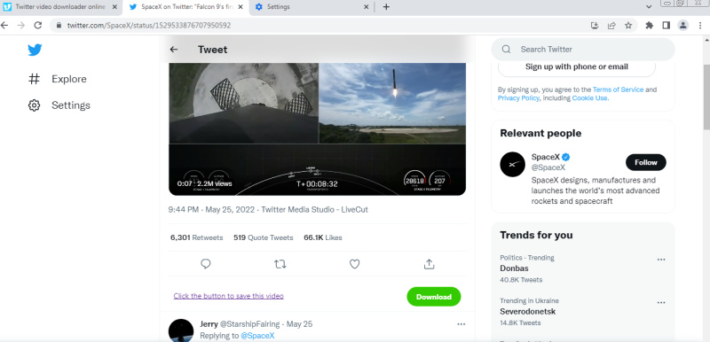 How to download Twitter videos | Press the green button