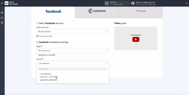MailChimp and Facebook integration | Specify the forms